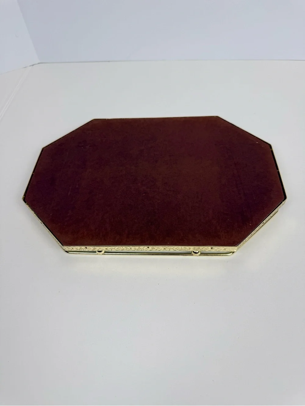 Lady Fair Mirrored Vanity Tray - Brass Finish with Velour Bottom 13” x 9”